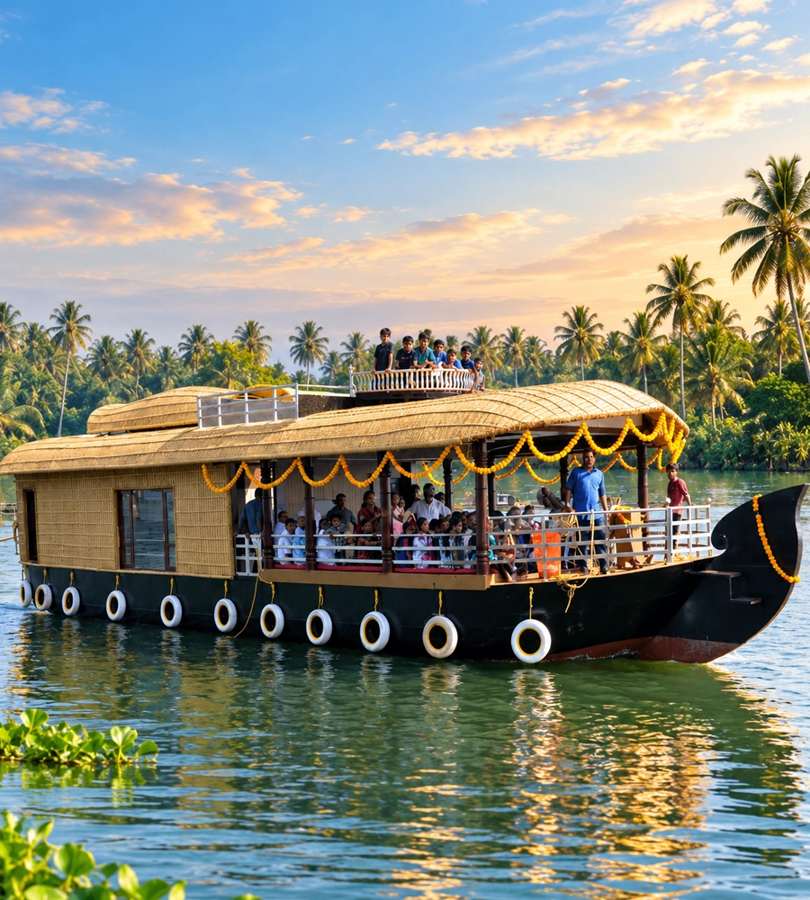 Kerala Bekal Houseboat cruising the Valiyaparamba backwaters near Bekal