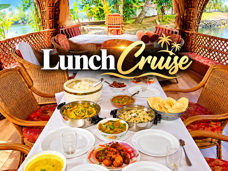 Kerala lunch served on a Nileshwar houseboat lunch cruise